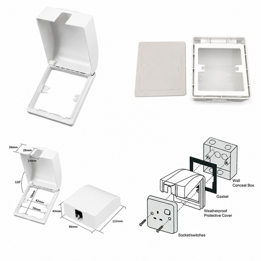 Clopal Universal Wall Socket Plate Panel Light Switch Box Cover Protector - White Color