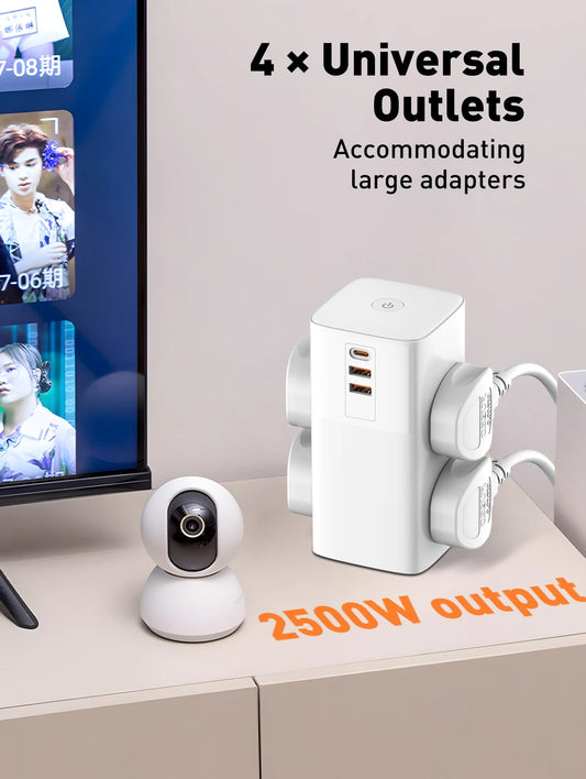 Clopal 7 in 1 2500W tower extension socket with USB-C and USB-A ports