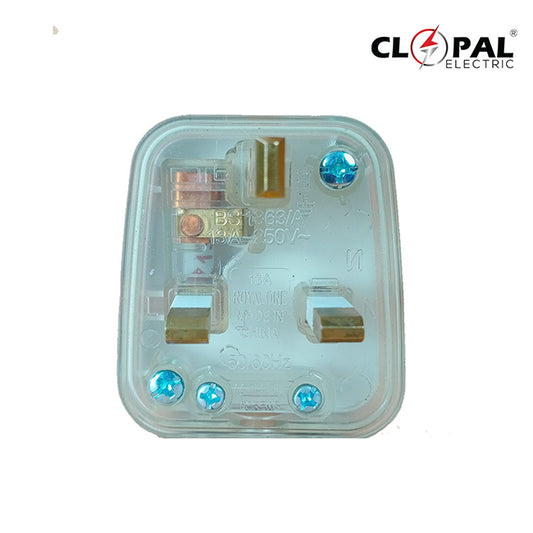 Clopal 13A Flat 3 Pin Male Power Cord Plug with Fuse Protection