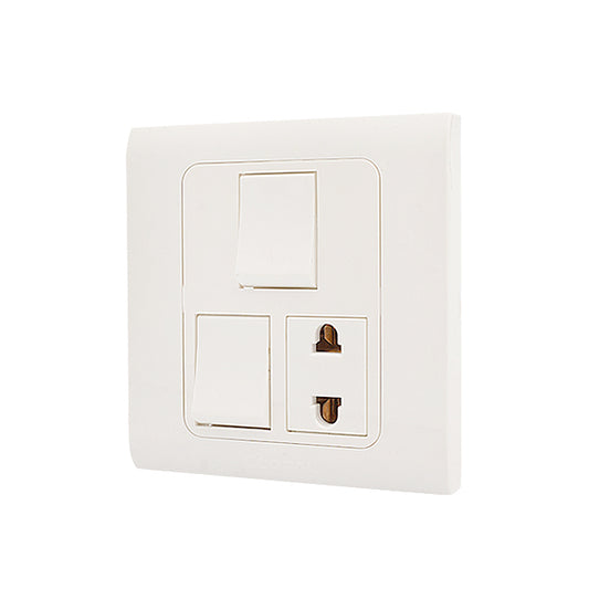 Clopal Typer White Series 2 switch + 1 socket Superior Quality