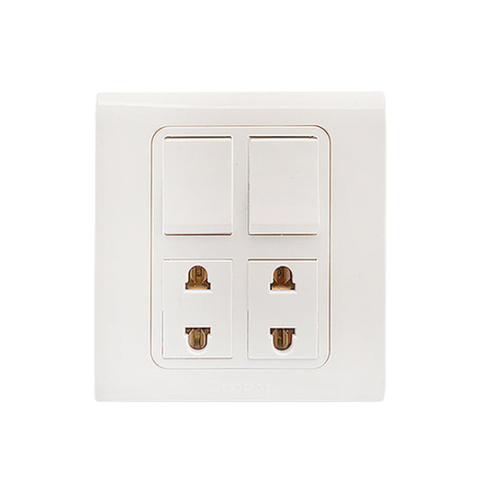 Clopal Typer White Series 2 switch + 2 socket Superior Quality