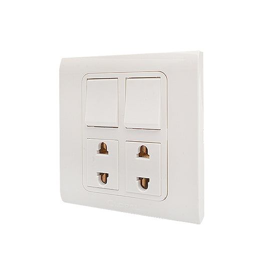 Clopal Typer White Series 2 switch + 2 socket Superior Quality