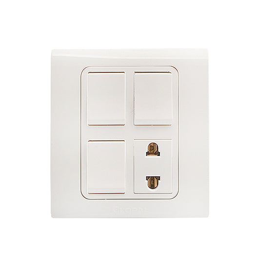 Clopal Typer White Series 3 switch + 1 socket Superior Quality