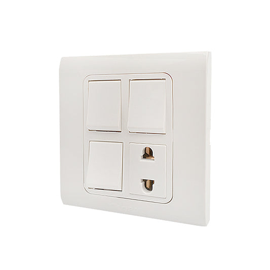 Clopal Typer White Series 3 switch + 1 socket Superior Quality