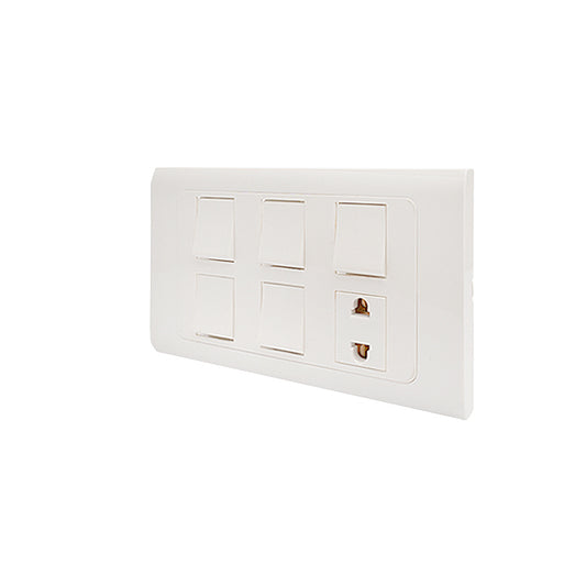 Clopal Typer White Series 5 switch + 1 socket Superior Quality