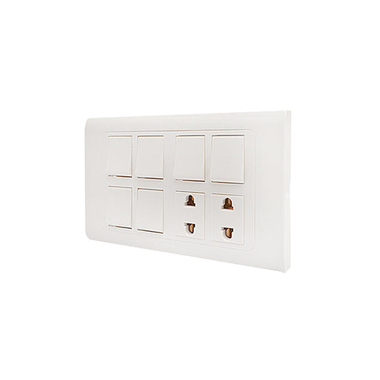 Clopal Typer White Series 6 switch + 2 socket Superior Quality