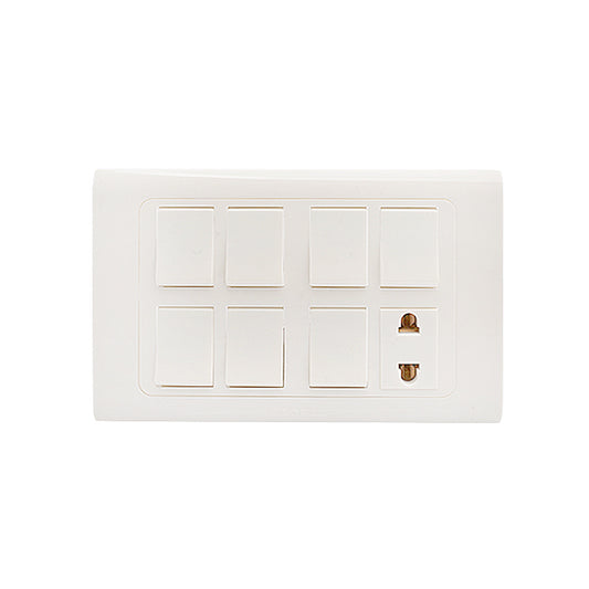 Clopal Typer White Series 7 switch + 1 socket Superior Quality