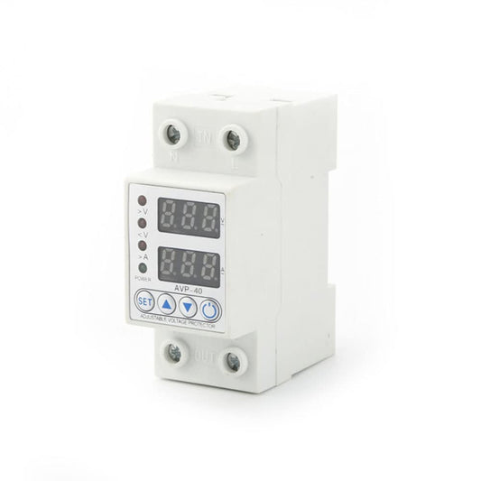 Clopal Dual Display Adjustable 63A Voltage Protector Intelligent Over-voltage Under-voltage Over-current Protect Device Home Relay Self-resetting Voltage Protector