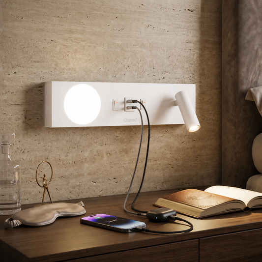 Clopal Wall Lamp SMD 5W+COB 5W USB+Type C+2 Bar Switch - Black & White