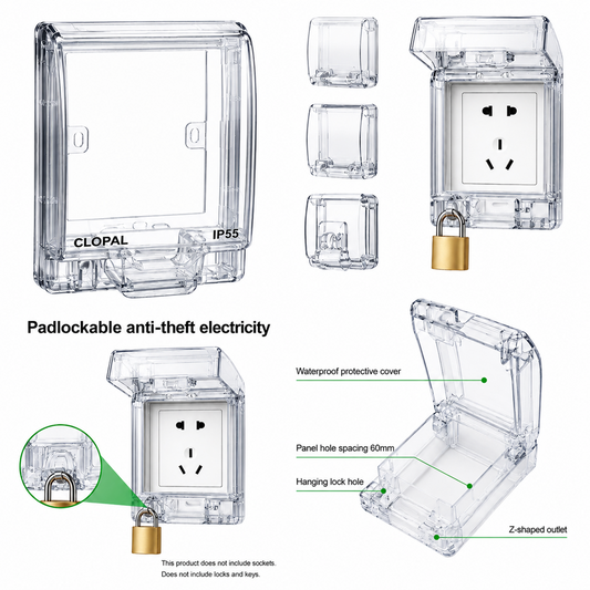 Clopal IP55 Universal Wall Socket Plate Panel Light Switch Box Cover Protector