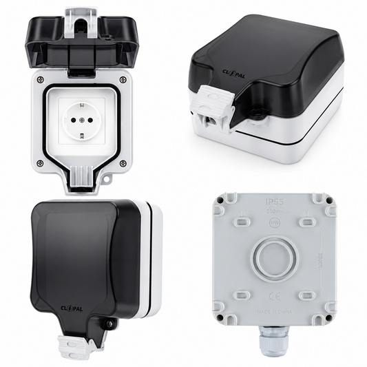 Waterproof Outdoor Socket Box 2 Hole Wall Electrical Switch Case Wall Power Socket Box