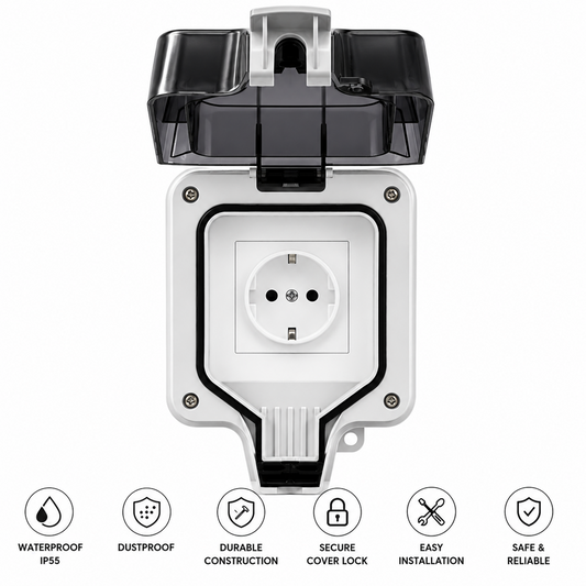 Waterproof Outdoor Socket Box 2 Hole Wall Electrical Switch Case Wall Power Socket Box