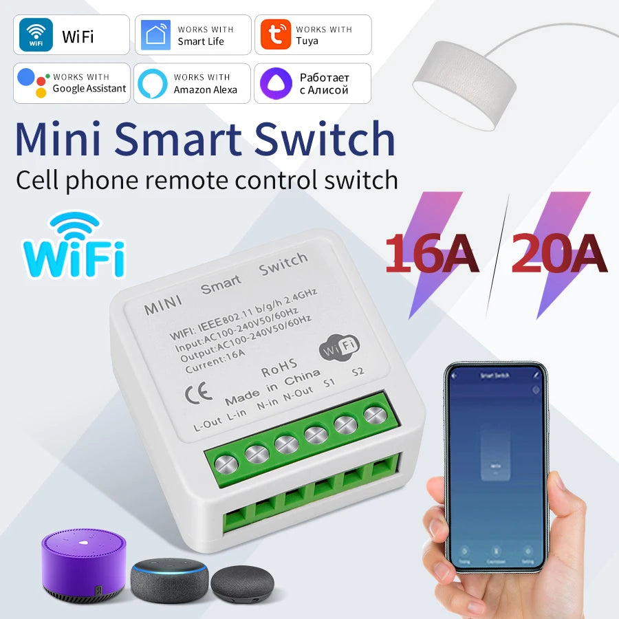 Smart Light Switch Mini Clopal WiFi Smart Light Switch Mini Module – 1-Way & 2-Way Support, Ne ...