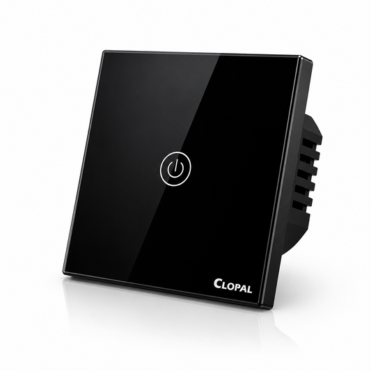 Clopal 1 Gang Black Smart Touch WIFI Switch Series with Mobile Control, Voice Control Compatible with ALEXA, Google Assistant