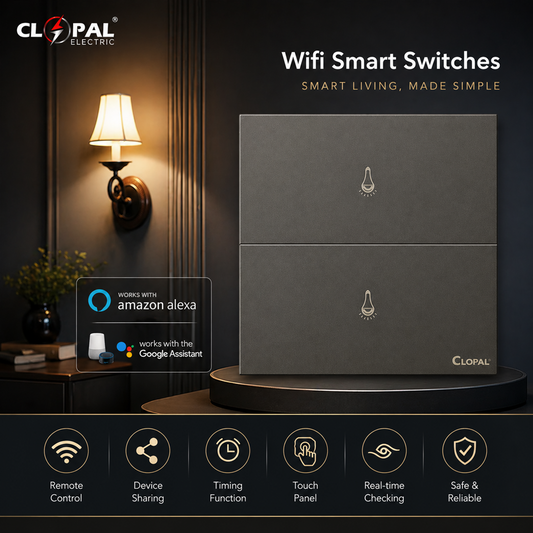 Clopal Platimium 2 Gang Smart Touch WIFI Switches, Mobile Control, Voice Control Compatible with ALEXA, Google Assistant and IFTTT