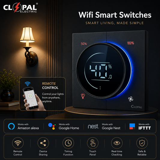 Clopal Platimium Fan Dimmer Smart Touch WIFI Switches, Fan Dimmers with Mobile Control, Voice Cntrol Compatible with ALEXA, Google Assistant and IFTTT