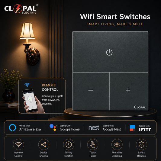 Clopal Platimium Light Dimmer Smart Touch WIFI Switches, Fan & Light Dimmers with Mobile Control, Voice Cntrol Compatible with ALEXA, Google Assistant and IFTTT