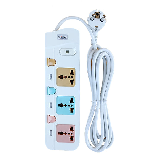 Clopal Extension Lead with 3 Meters Heavy Duty Copper Cable, 3, 4, 5, & 6 Power Sockets Extension Board with Fuse Protection