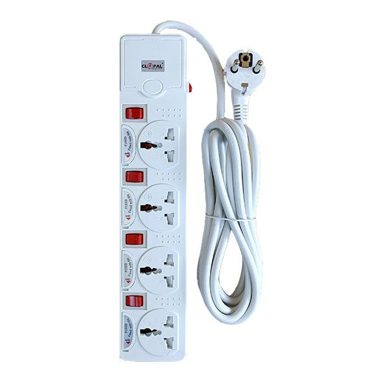 Clopal Extension Lead with 3 Mtrs Heavy Duty Copper Cable, 3, 4, 5, & 6 Power Sockets Extension Board with Fuse Protection