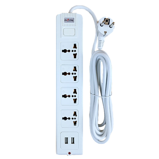 Clopal 4 Ways Extension Socket With 2 Super-speed USB Slots with 3 mtrs Cord - Brand Quality Product