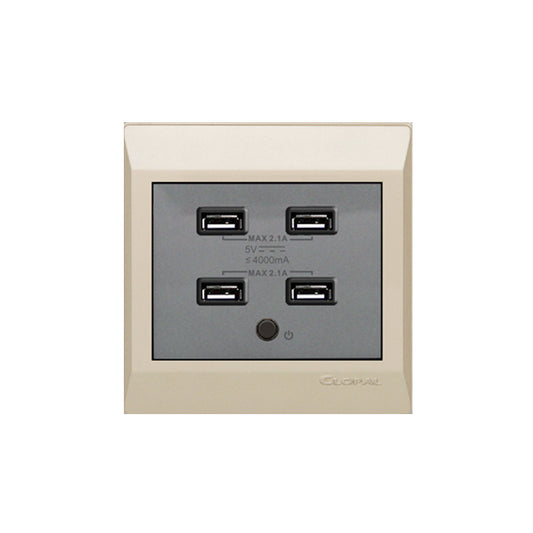 Clopal Golden Metalic Series USB 4 Socket 4.2A Superior Quality