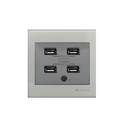 Clopal Elegant Grey Series USB 4 Socket 4.2A Superior Quality