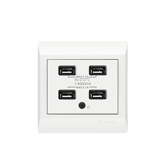 Clopal Pure White Series USB 4 Socket 4.2A Superior Quality